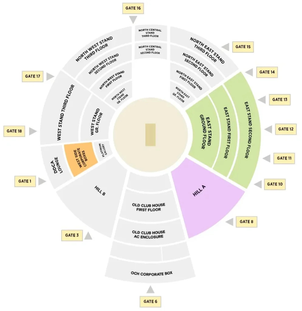 Stadium Map for Eden Gardens, Kolkata, West Bengal